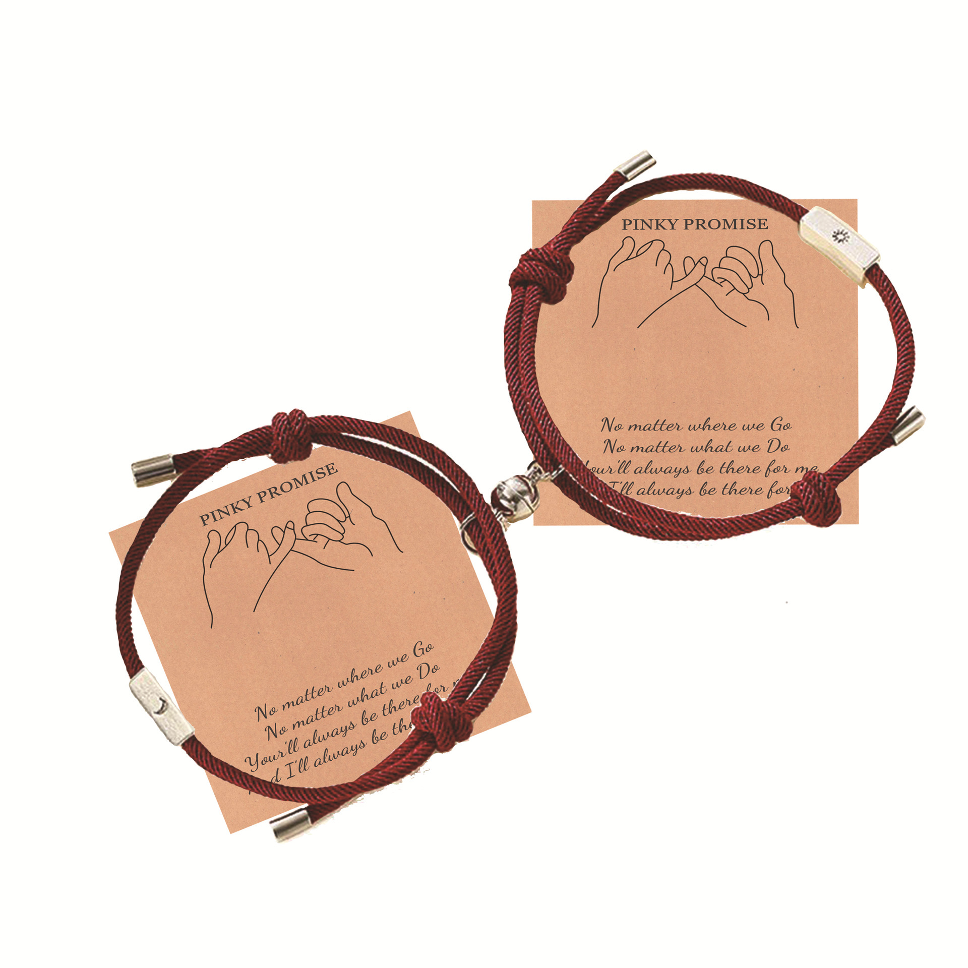 Couple bracelet set LOVE spherical magnetic hand-woven adjustable colored rope bracelet