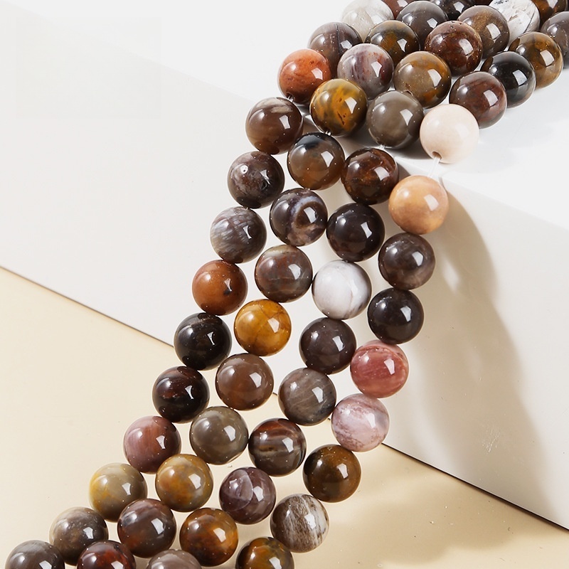 Natural tree fossil loose beads diy beads wood stone round beads