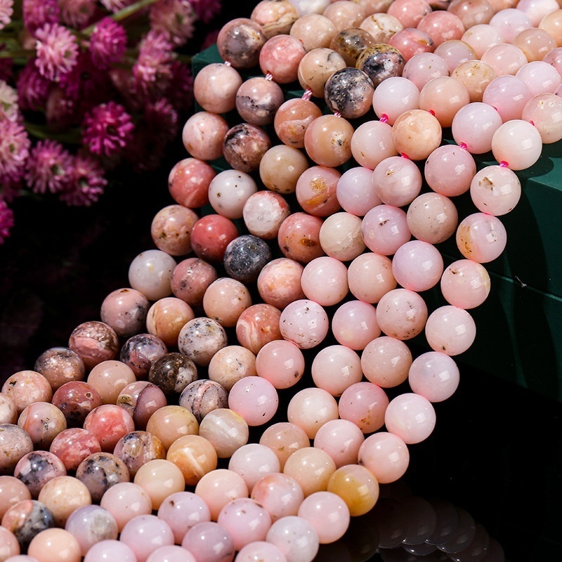 Natural pink opal loose beads jewelry accessories diy bracelet beads