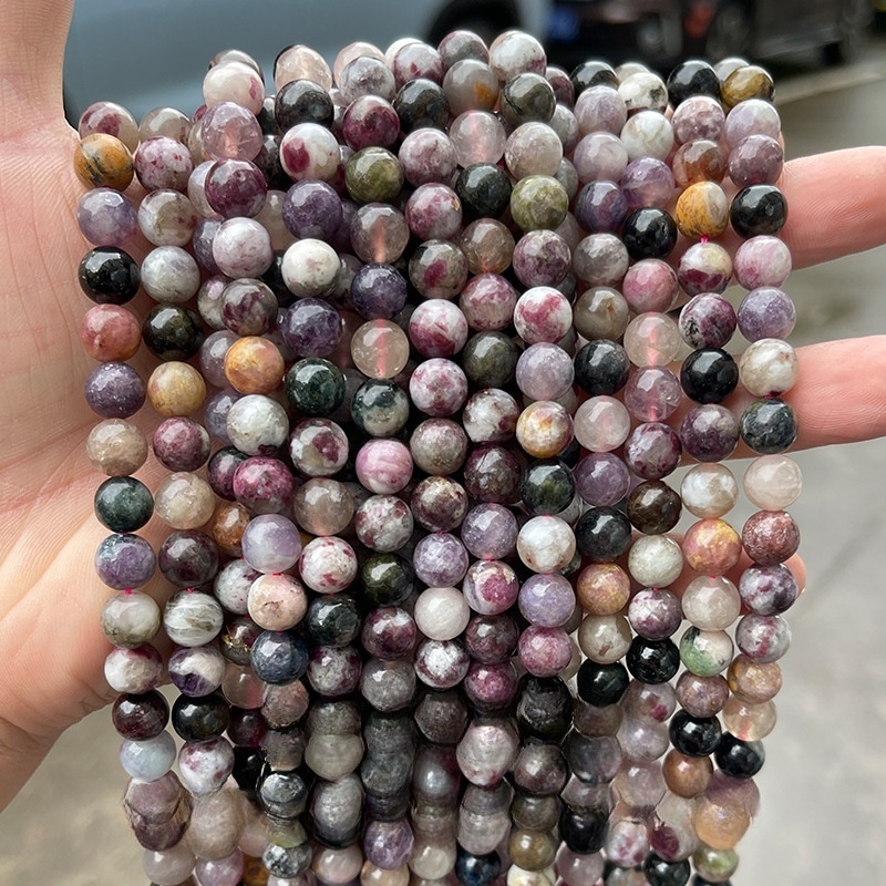 Natural colored tourmaline loose beads DIY bead accessories Tourmaline round beads