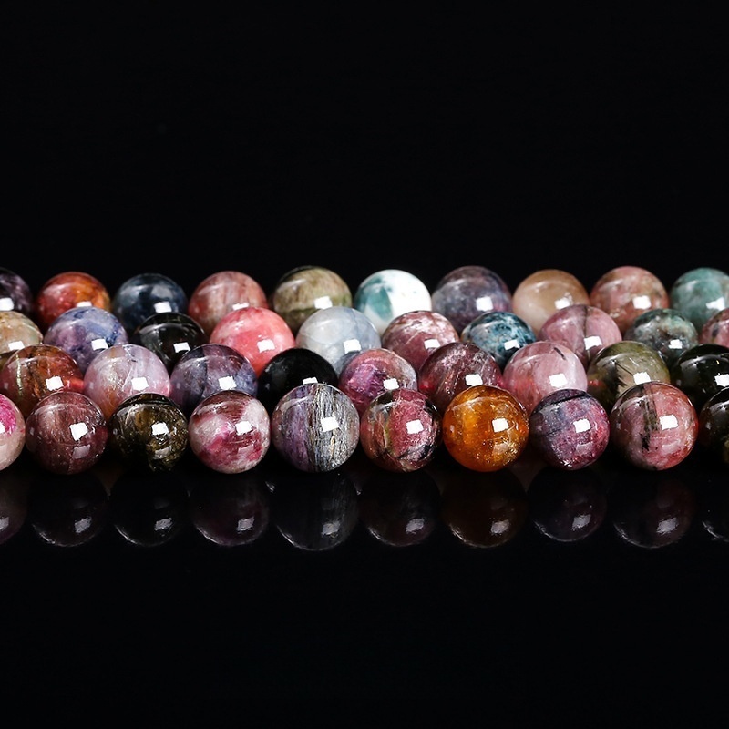Natural colored tourmaline loose beads DIY bead accessories Tourmaline round beads