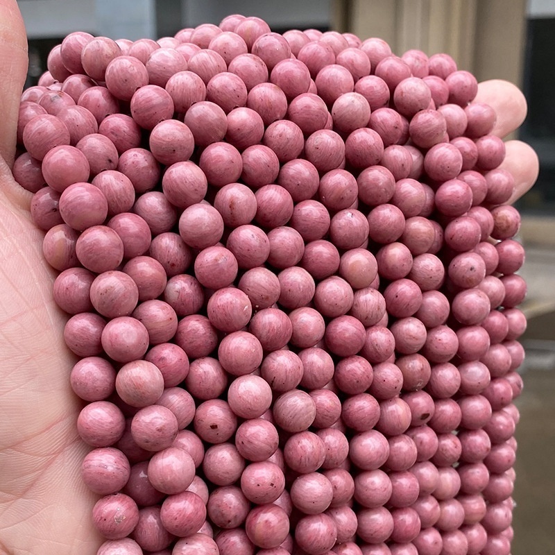 Natural rose stone round beads red wood grain stone loose beads diy jewelry accessories