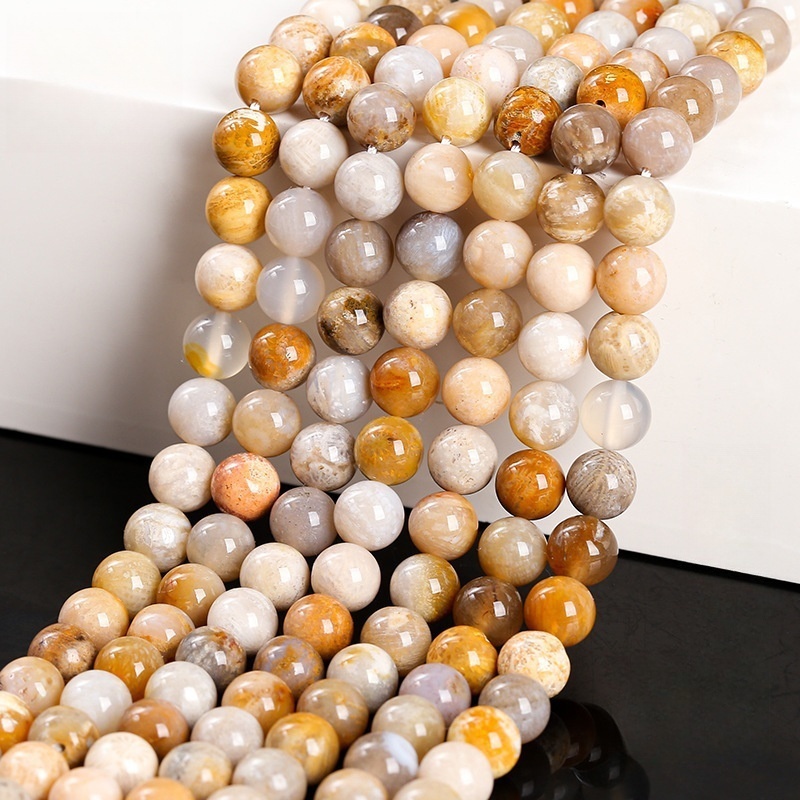Natural chrysanthemum stone loose beads jewelry accessories diy coral jade round beads