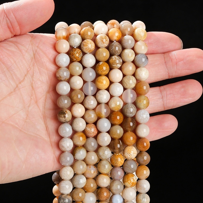 Natural chrysanthemum stone loose beads jewelry accessories diy coral jade round beads