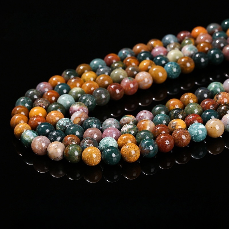 Natural green ocean stone loose beads diy jewelry accessories beads
