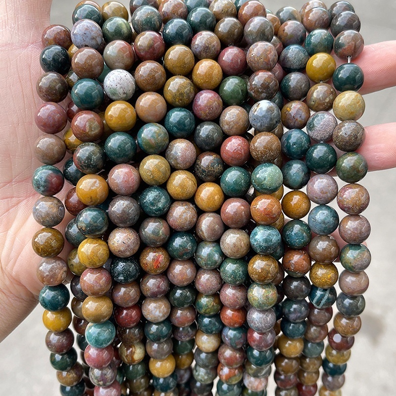 Natural green ocean stone loose beads diy jewelry accessories beads