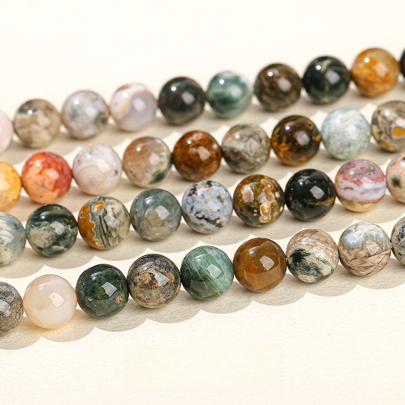 Natural green ocean stone loose beads diy jewelry accessories beads