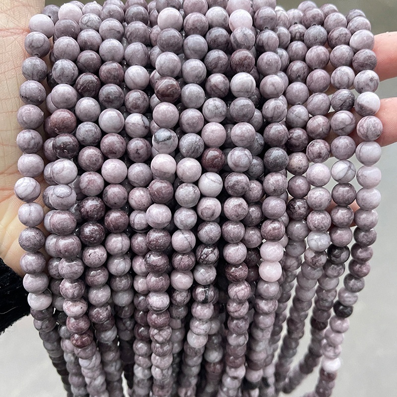 Natural yellow wood grain stone loose beads round beads bracelet beaded DIY jewelry accessories