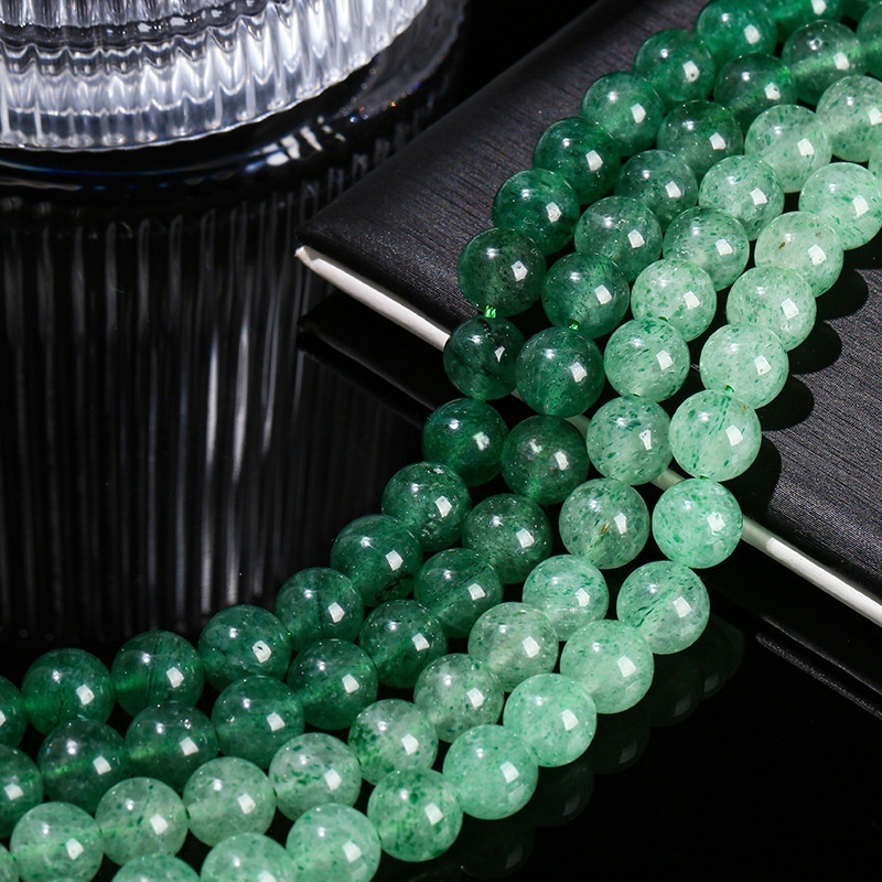 Natural green strawberry crystal loose beads crystal semi-finished round beads