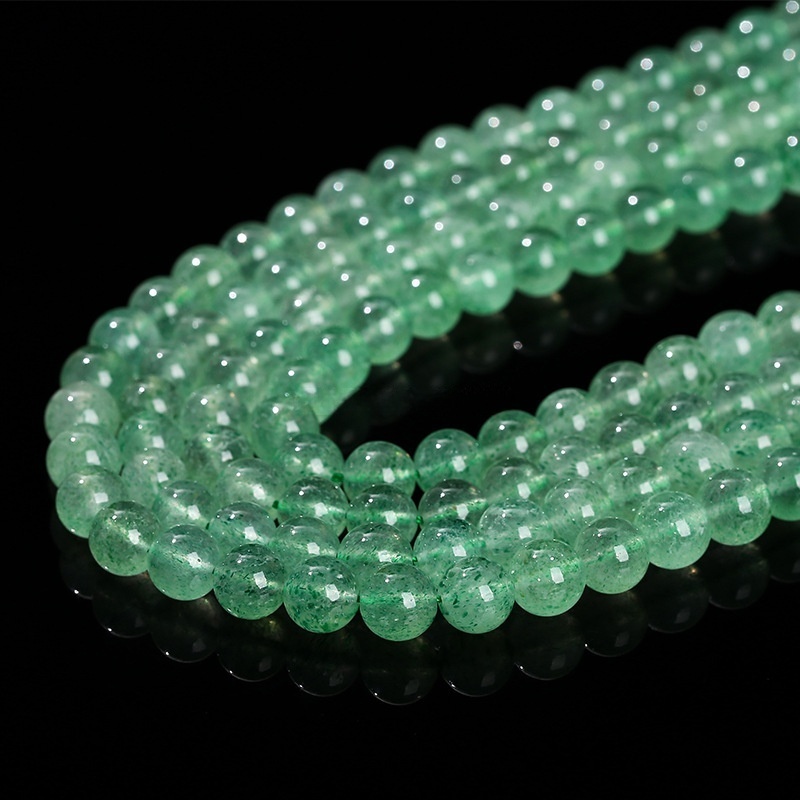 Natural green strawberry crystal loose beads crystal semi-finished round beads