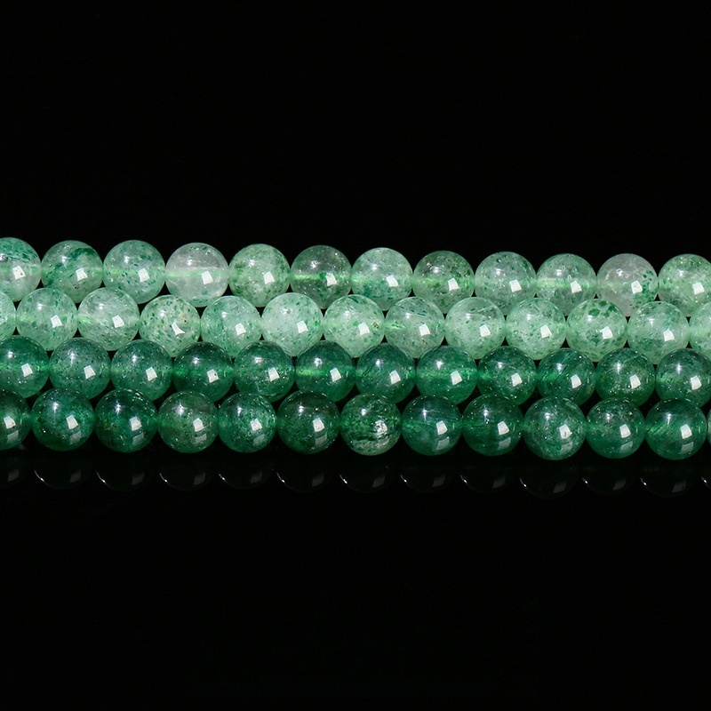 Natural green strawberry crystal loose beads crystal semi-finished round beads