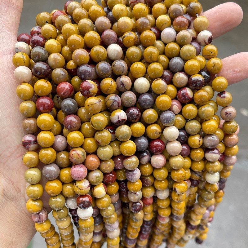Natural egg yolk stone round beads loose beads diy jewelry accessories