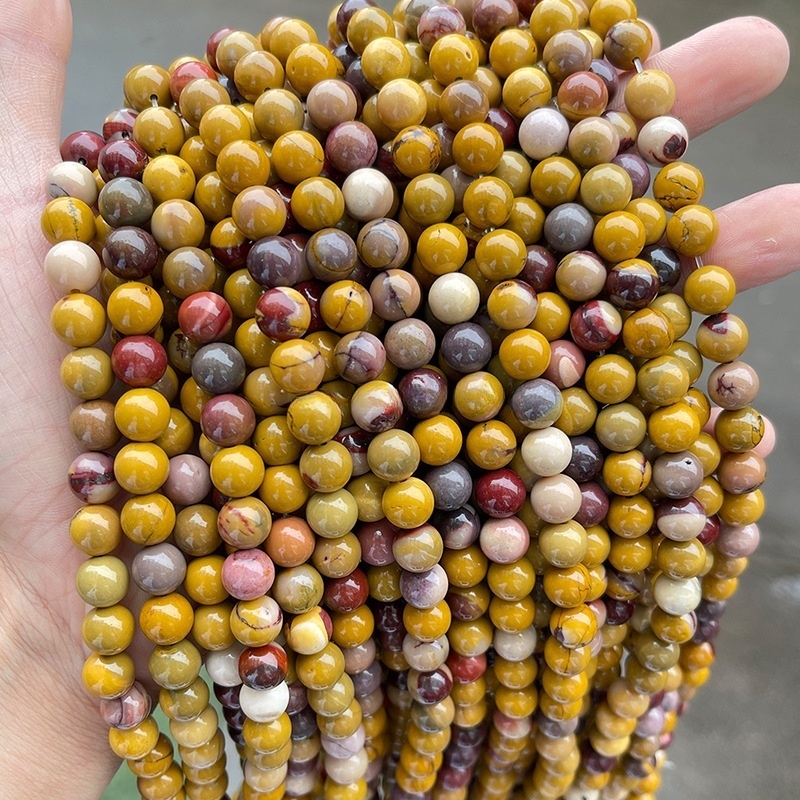 Natural egg yolk stone round beads loose beads diy jewelry accessories