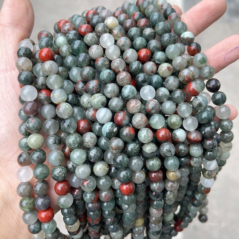 Natural African bloodstone loose beads round beads diy bracelet jewelry