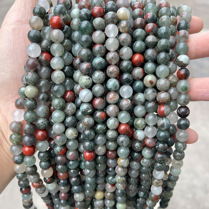 Natural African bloodstone loose beads round beads diy bracelet jewelry