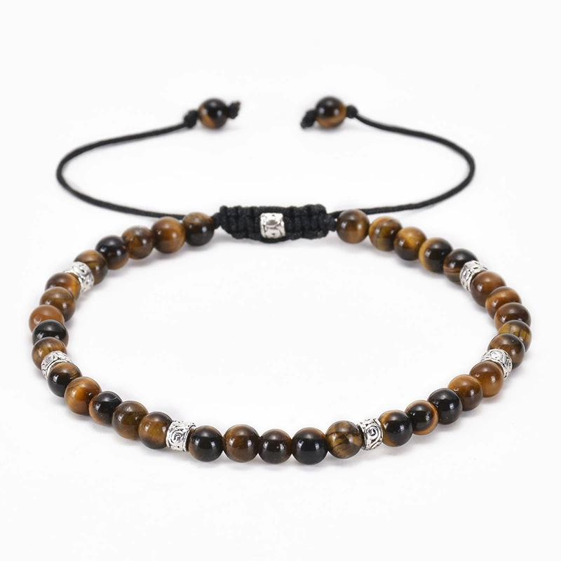 Natural Stone Yoga Bracelet 4MM Spacer Braided Bracelet