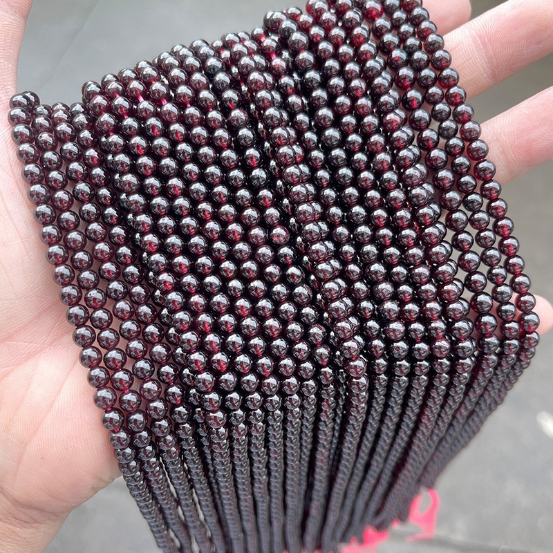 Natural garnet loose beads wine red round beads diy jewelry accessories