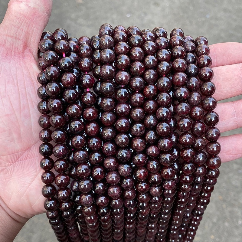 Natural garnet loose beads wine red round beads diy jewelry accessories