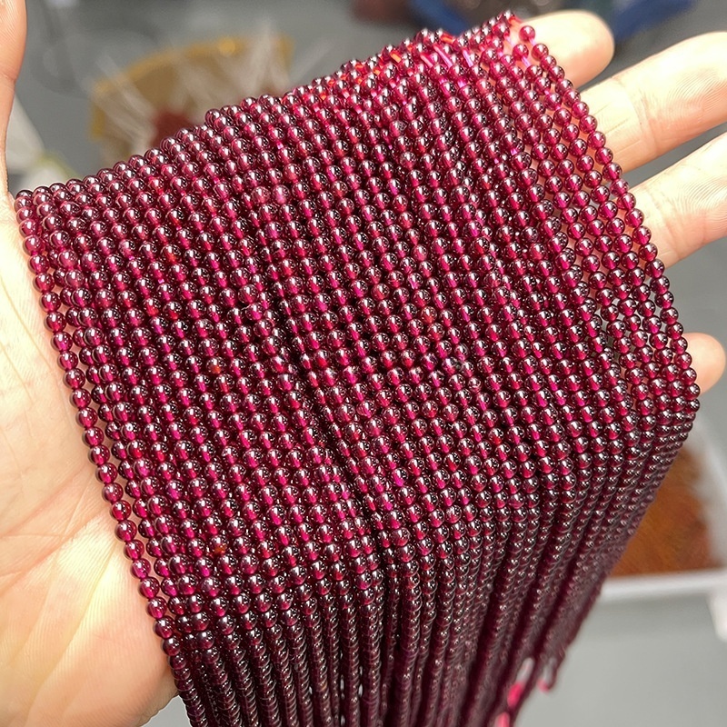 Natural garnet loose beads wine red round beads diy jewelry accessories