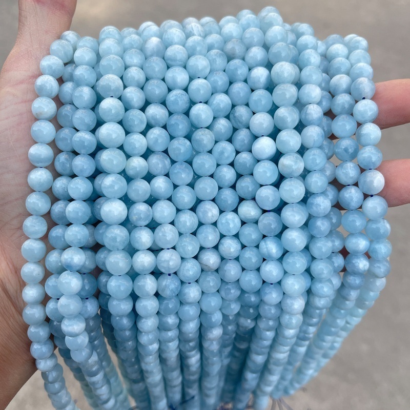 Natural aquamarine loose beads crystal round beads diy jewelry accessories