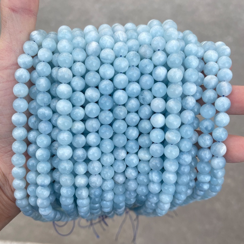 Natural aquamarine loose beads crystal round beads diy jewelry accessories