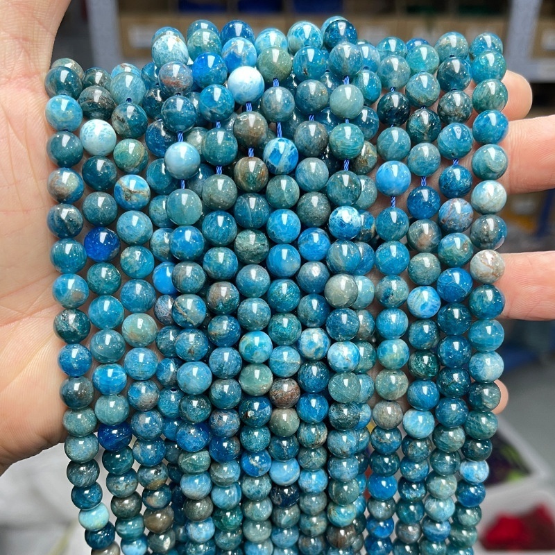 Natural blue apatite ore loose beads round beads