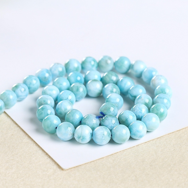 Natural Larimar loose beads semi-precious stone sea stone round beads