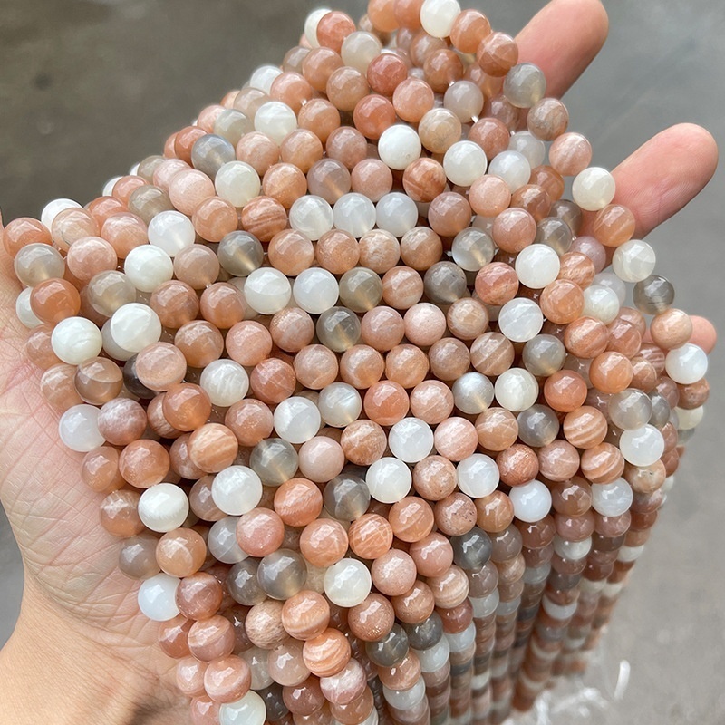 Natural 3A mixed color moonstone loose beads round beads diy jewelry accessories