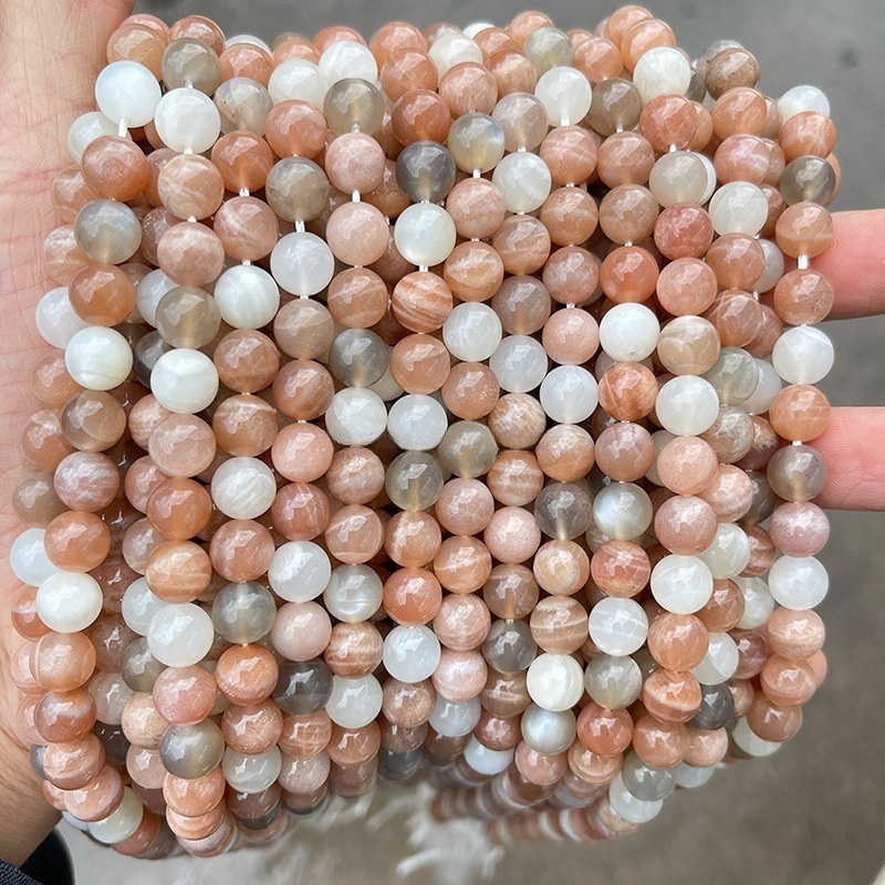Natural 3A mixed color moonstone loose beads round beads diy jewelry accessories