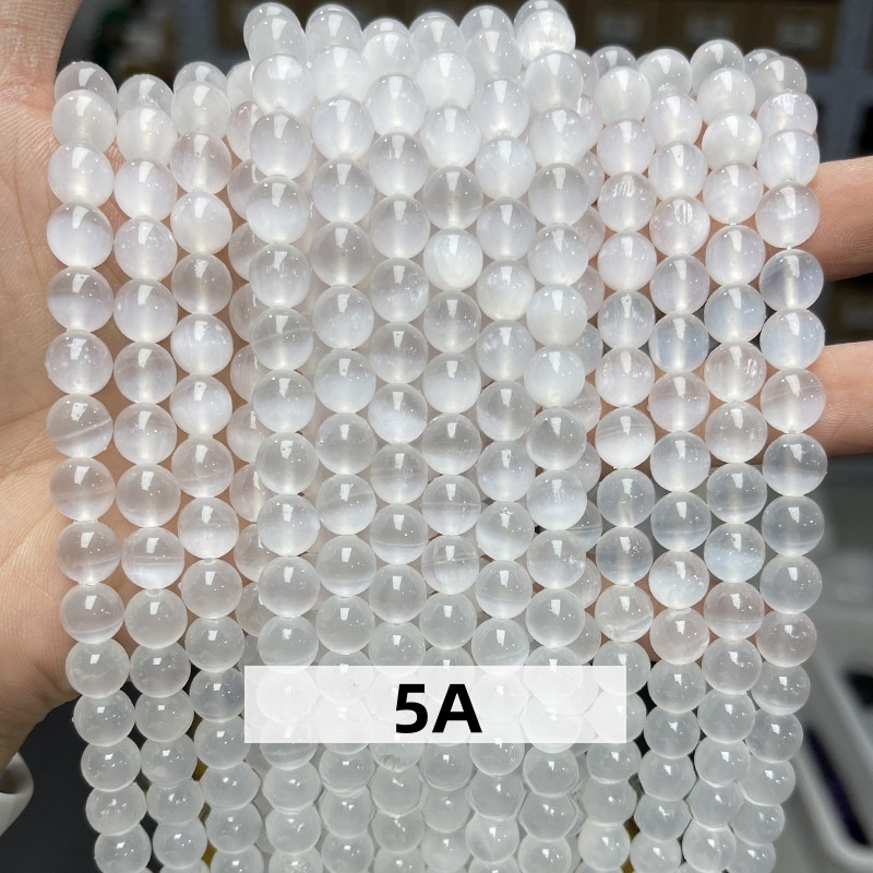 Natural transparent gypsum stone loose beads round beads diy jewelry accessories