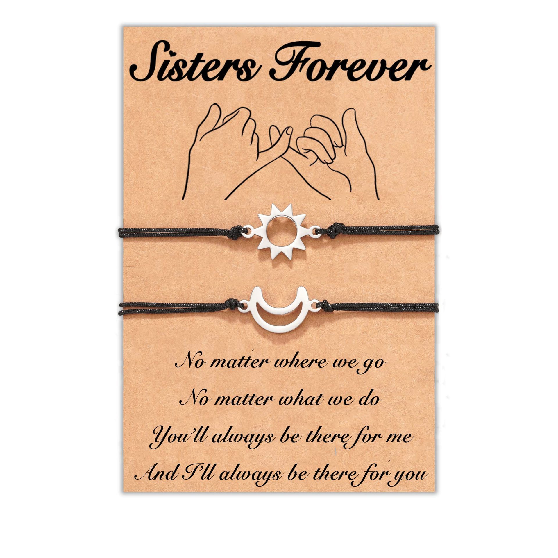Stainless steel sun and moon bracelet hand-woven adjustable best couple girlfriends set