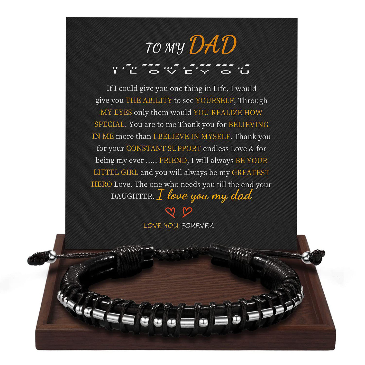 Morse Code Leather Bracelet Hand-woven triple leather bracelet