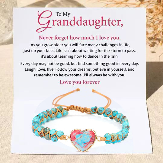 Love pendant bracelet double layer braided friendship bracelet 4mm red and blue emperor stone love bracelet