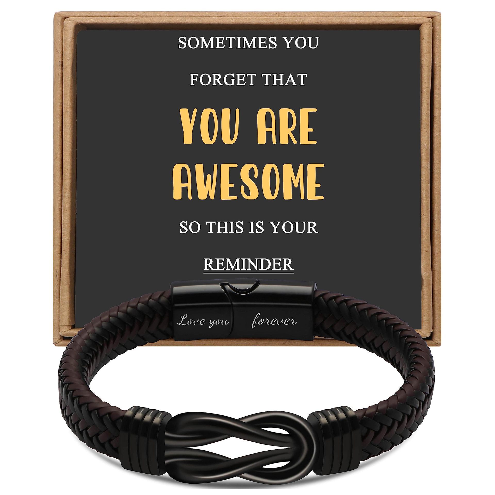 Stainless Steel Leather Bracelet Magnetic Black Stainless Steel Men's Bracelet