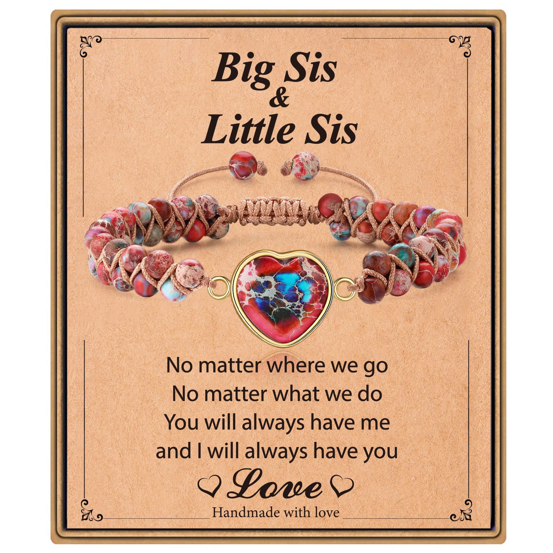 Love pendant bracelet double layer braided friendship bracelet 4mm red and blue emperor stone love bracelet
