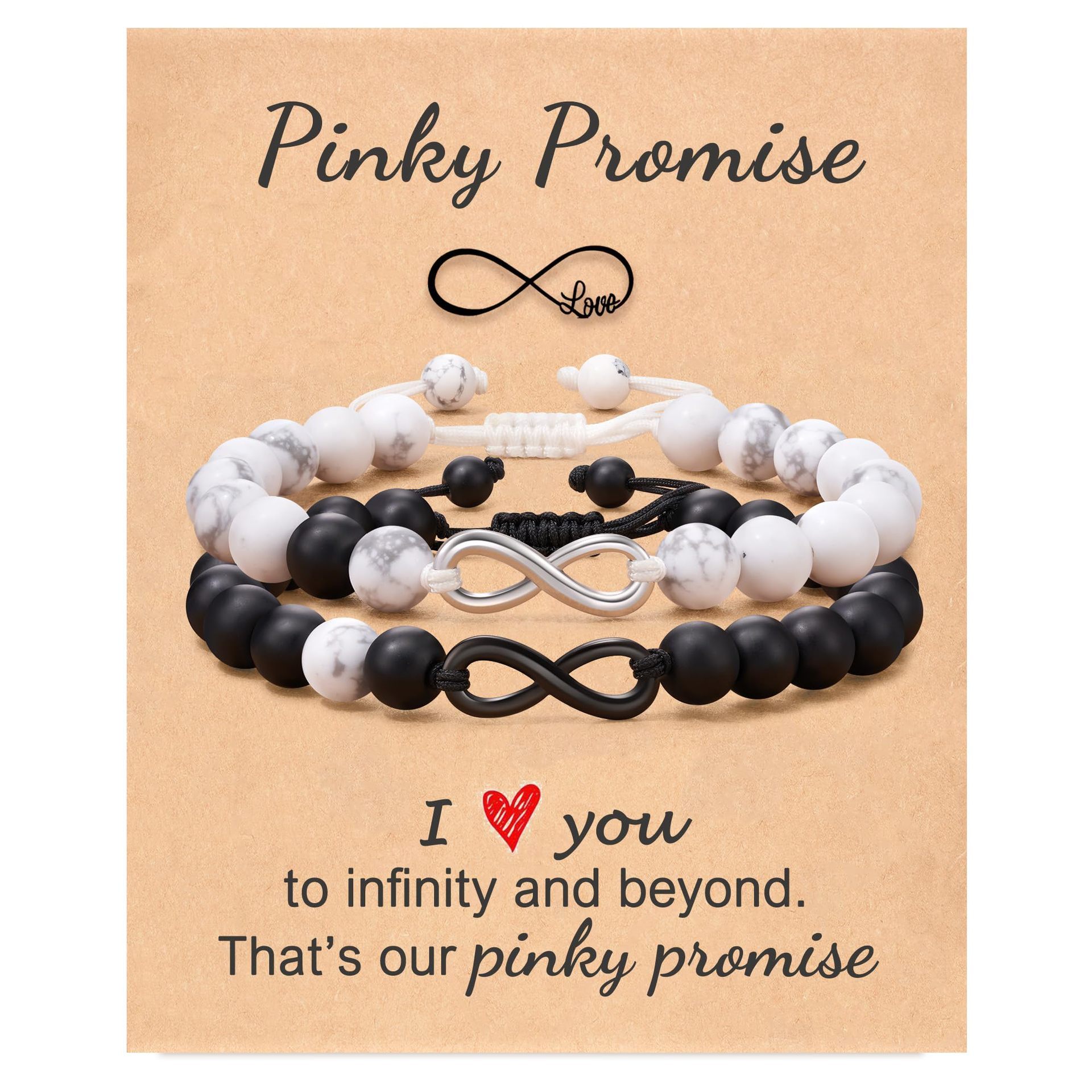 Couple Bracelet Howlite Black Frosted Alloy 8 Bead Bracelet Set