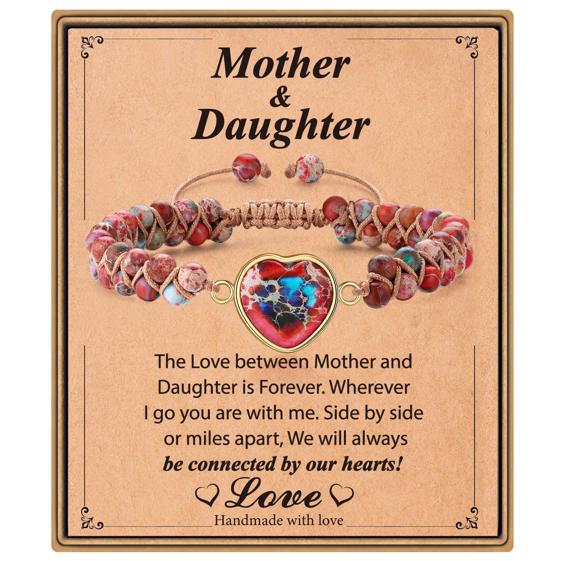 Love pendant bracelet double layer braided friendship bracelet 4mm red and blue emperor stone love bracelet