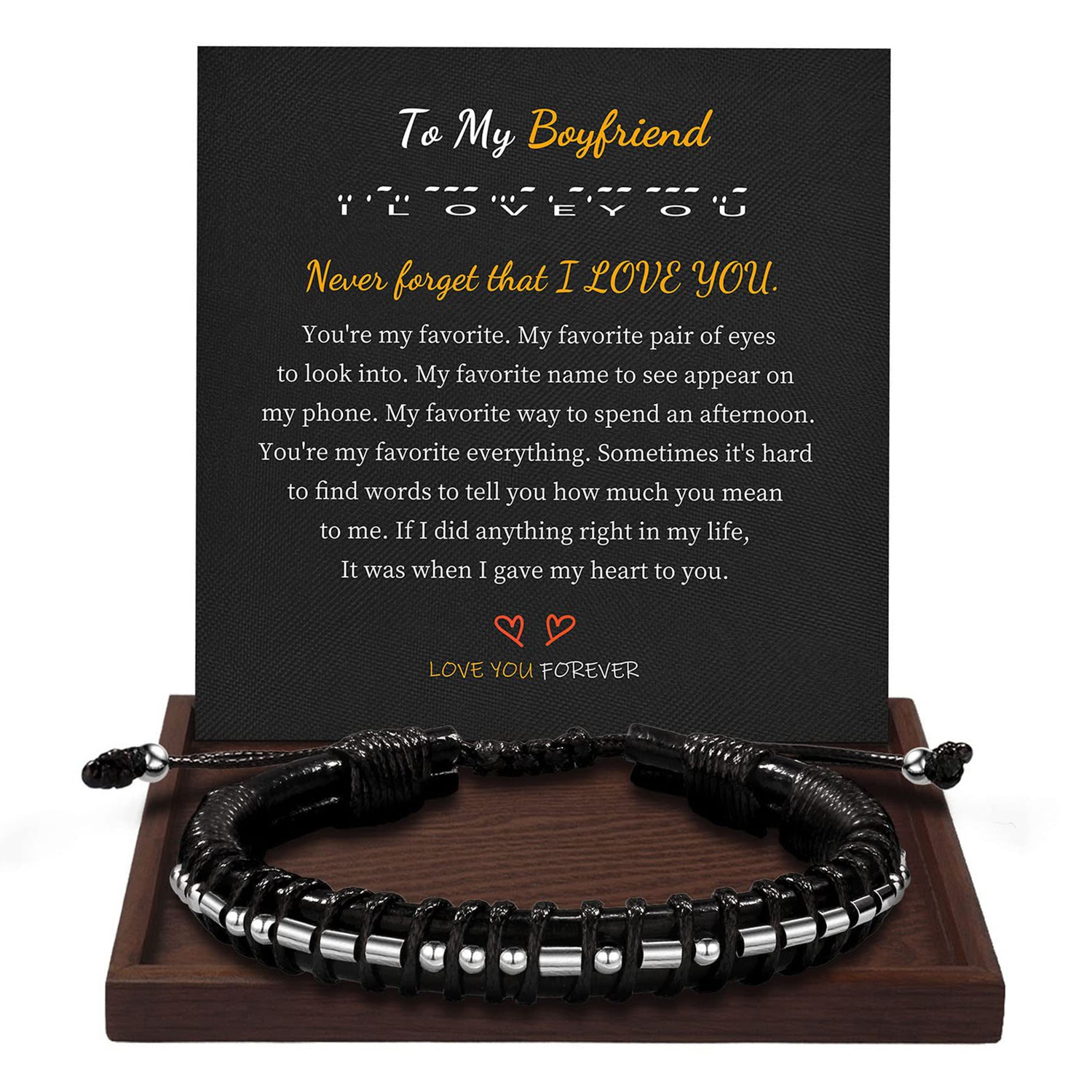 Morse Code Leather Bracelet Hand-woven triple leather bracelet