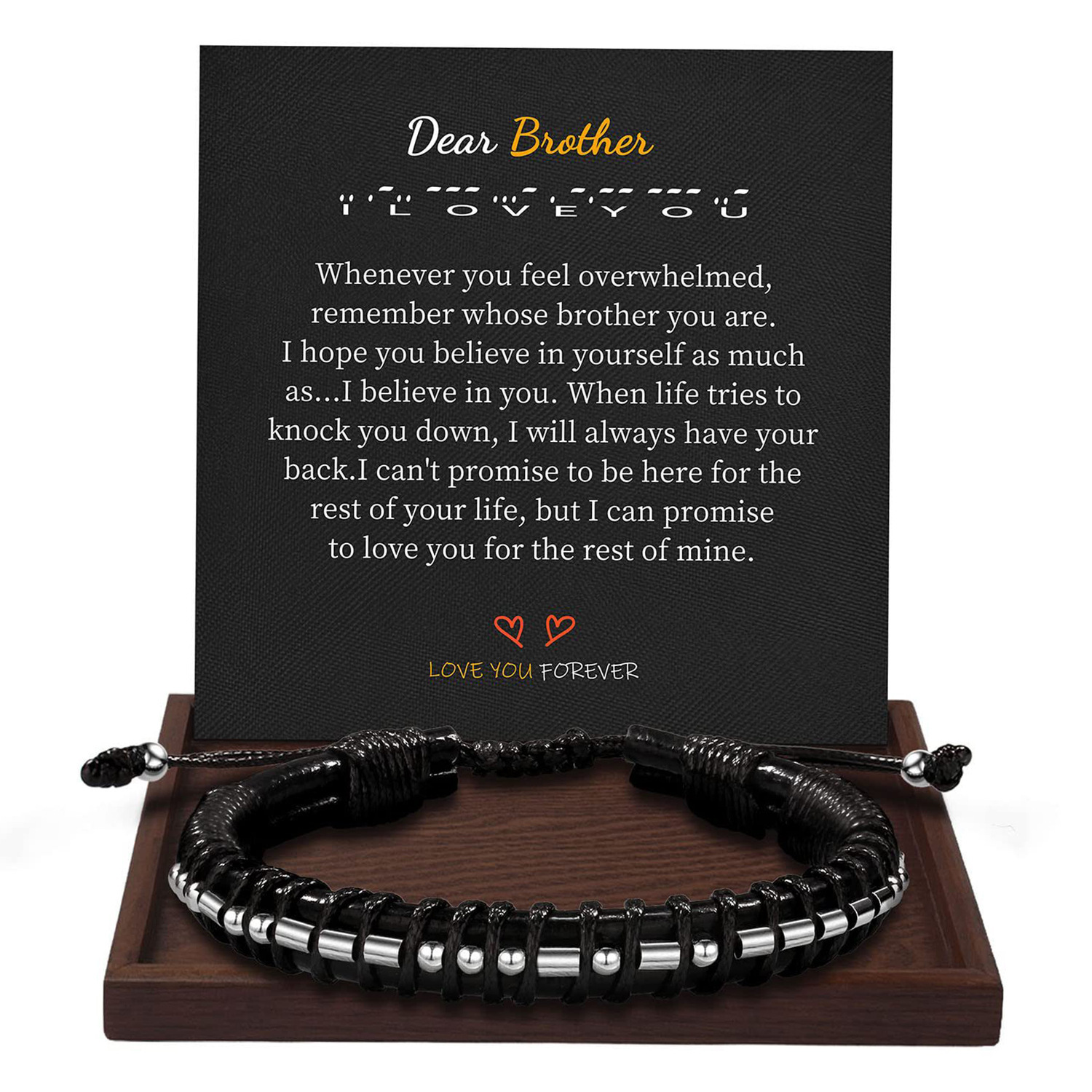 Morse Code Leather Bracelet Hand-woven triple leather bracelet
