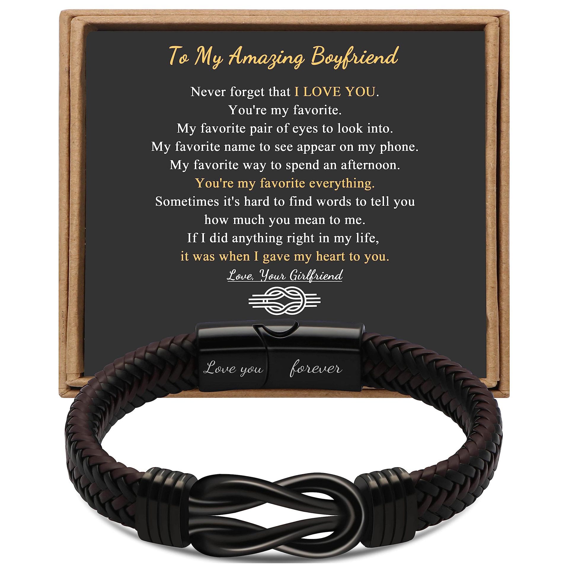 Stainless Steel Leather Bracelet Magnetic Black Stainless Steel Men's Bracelet