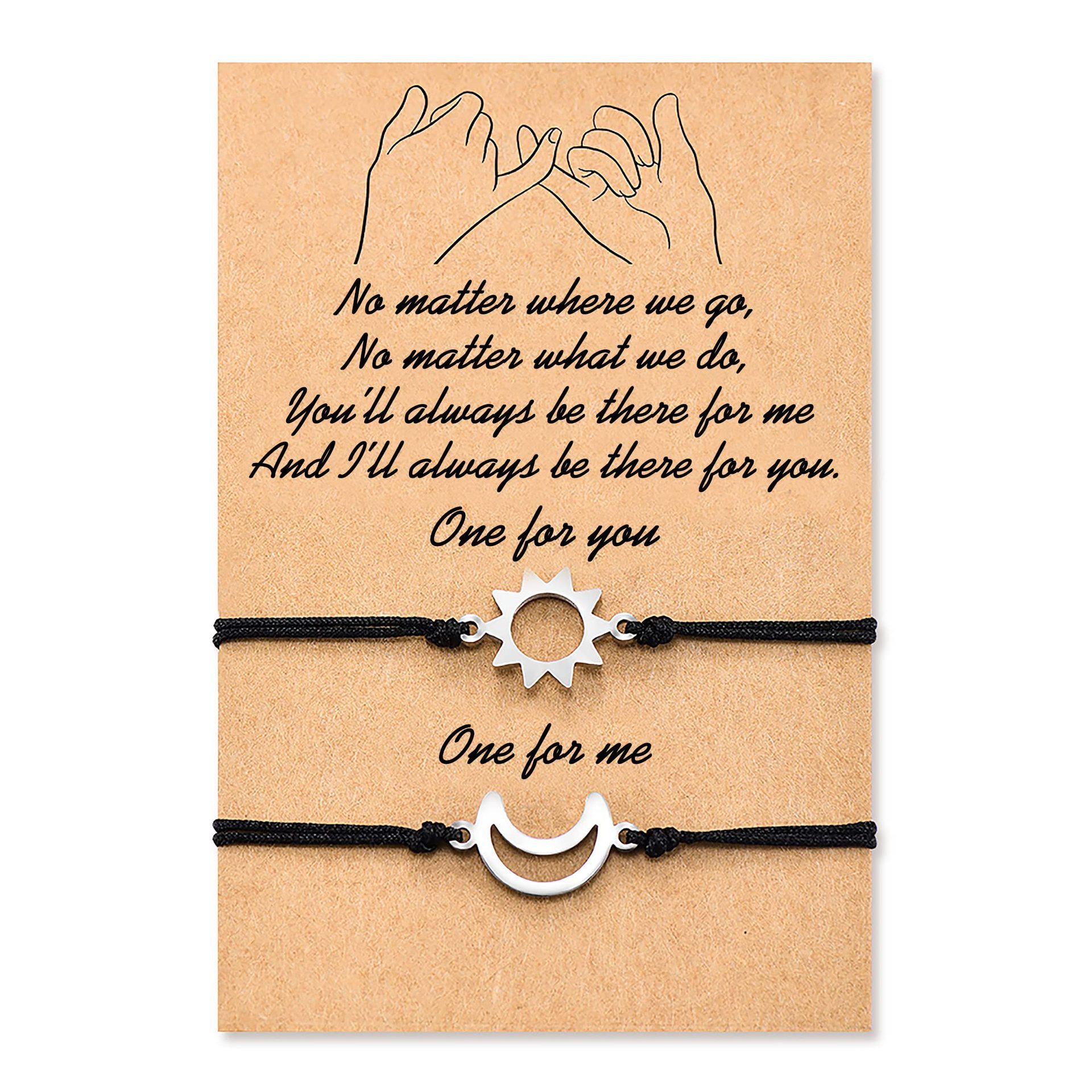 Stainless steel sun and moon bracelet hand-woven adjustable best couple girlfriends set
