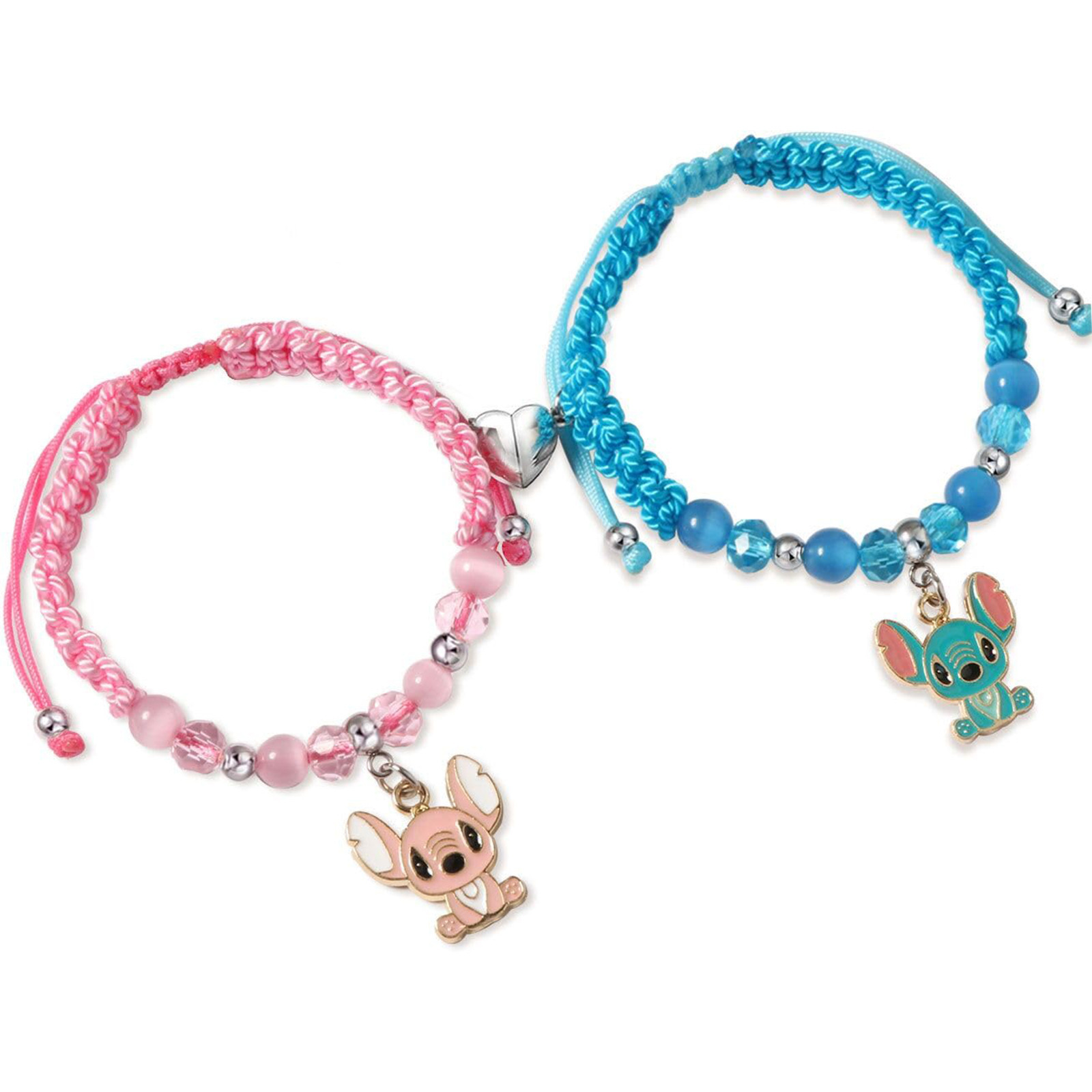 Couple bracelet hand-woven cat's eye stone love magnetic Kitty cat Spiderman pendant bracelet set