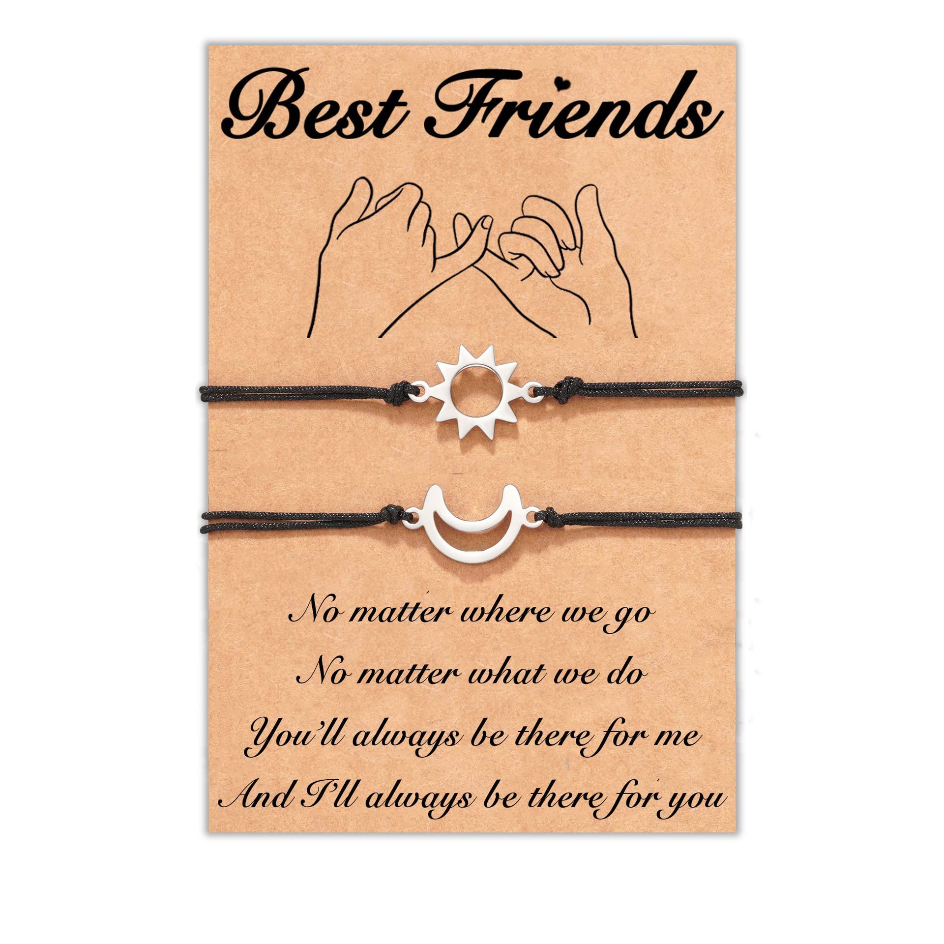 Stainless steel sun and moon bracelet hand-woven adjustable best couple girlfriends set