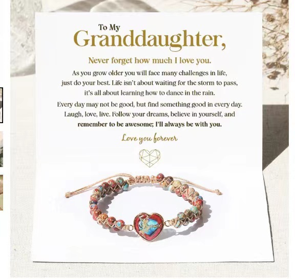 Love pendant bracelet double layer braided friendship bracelet 4mm red and blue emperor stone love bracelet