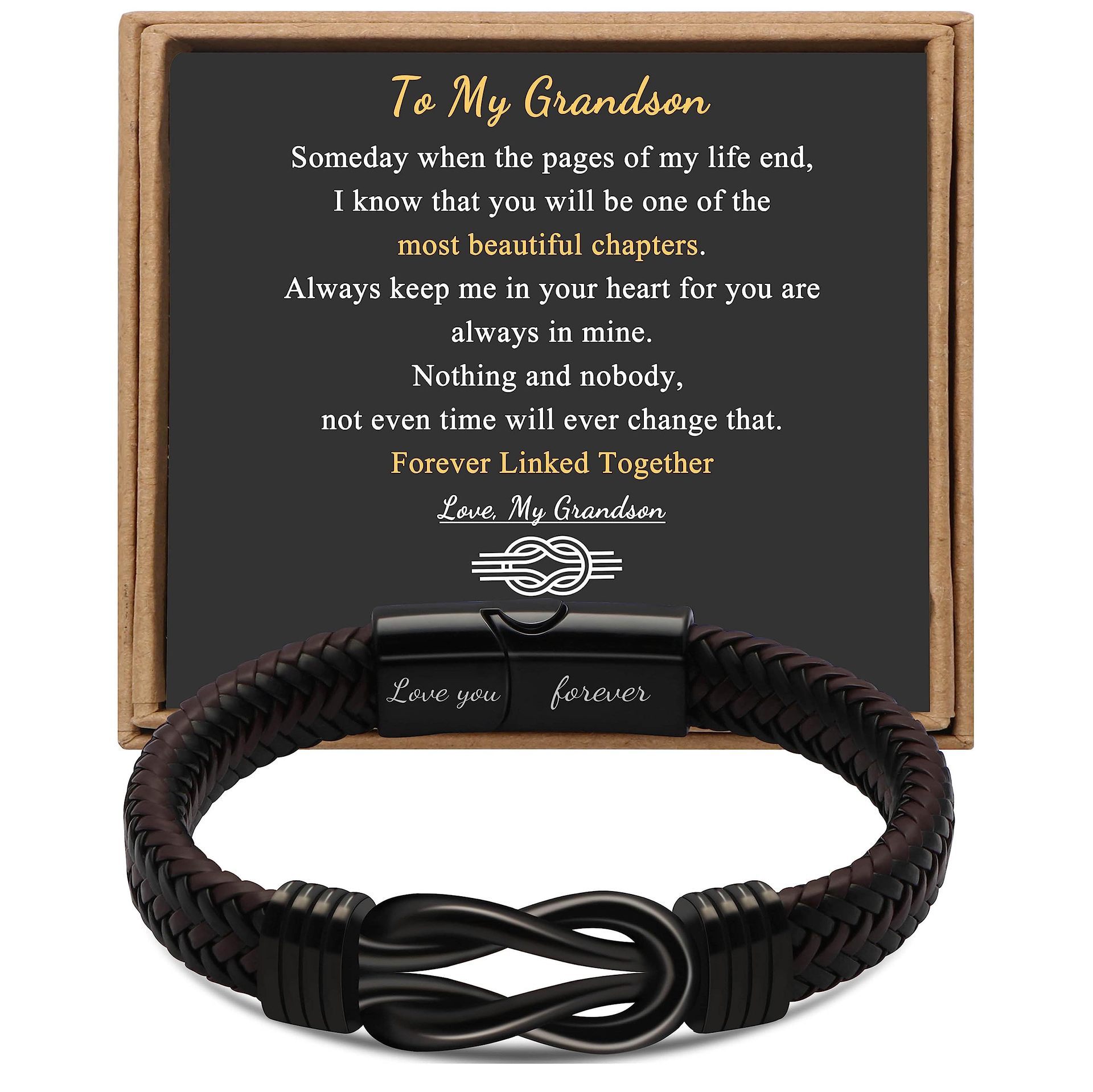 Stainless Steel Leather Bracelet Magnetic Black Stainless Steel Men's Bracelet