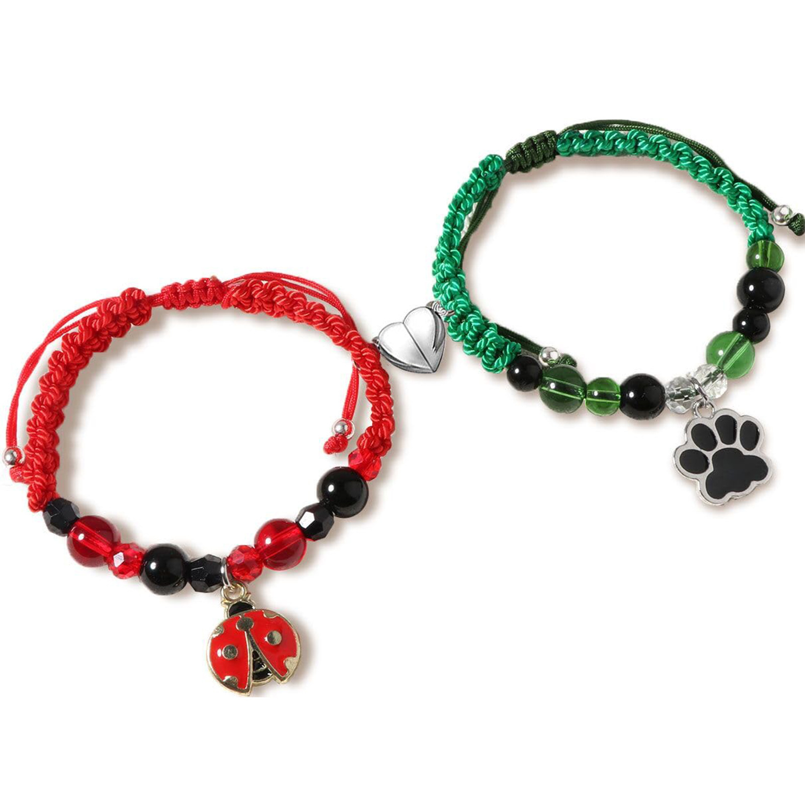Couple bracelet hand-woven cat's eye stone love magnetic Kitty cat Spiderman pendant bracelet set