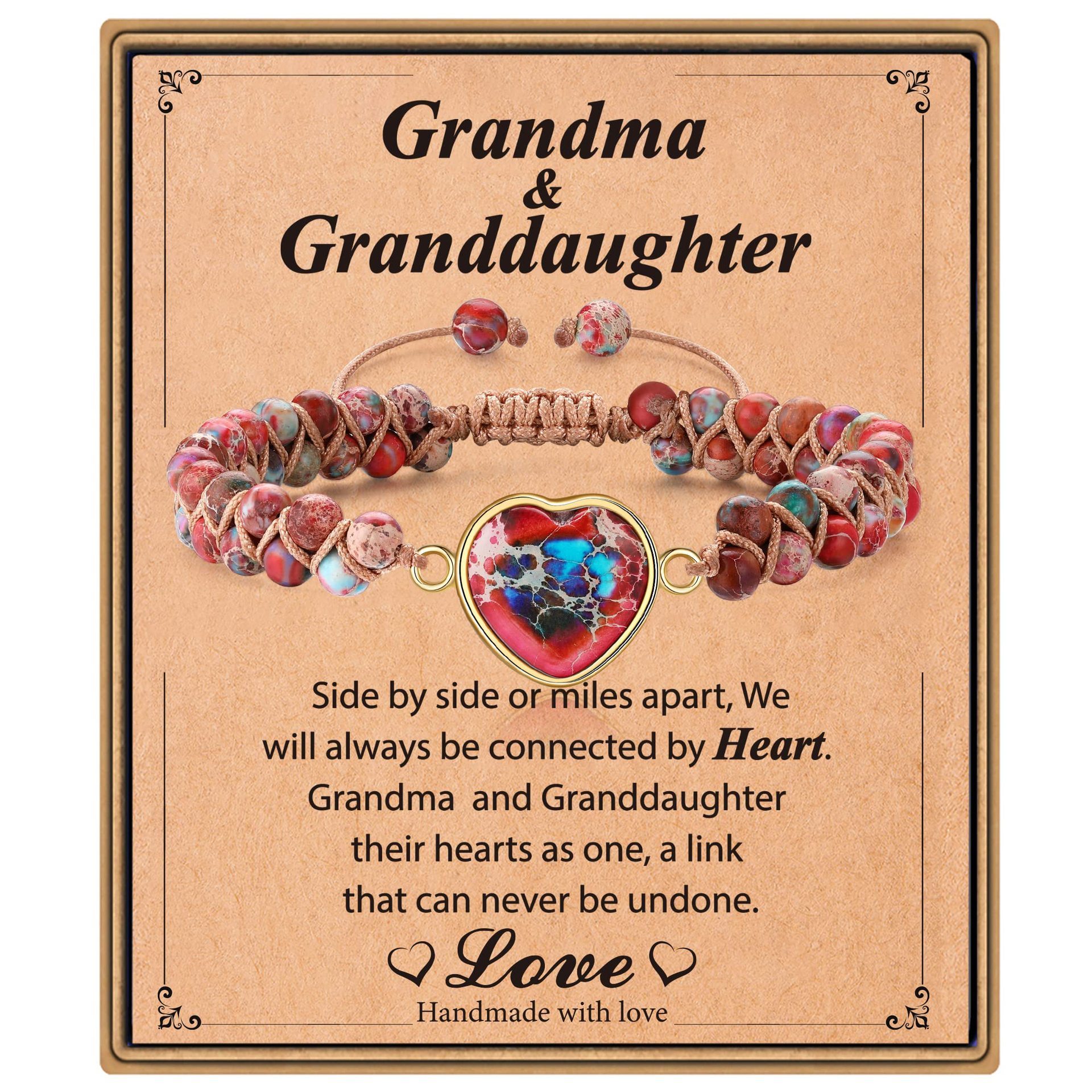 Love pendant bracelet double layer braided friendship bracelet 4mm red and blue emperor stone love bracelet