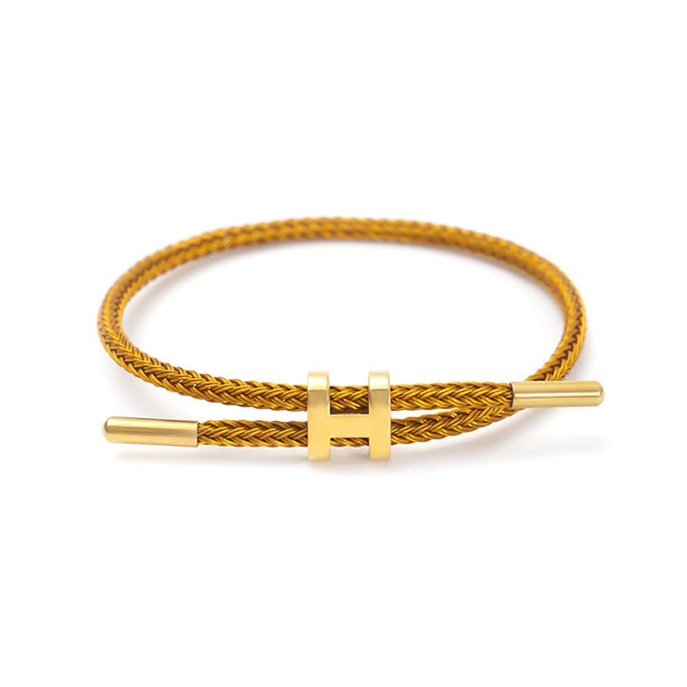 Women's wire rope bracelet adjustable waterproof bracelet stainless steel gold I-shaped buckle bracelet
