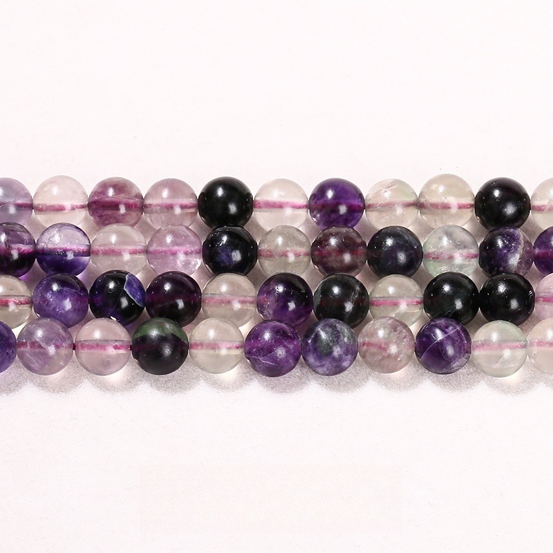 Natural multi-color fluorite round beads crystal semi-finished loose beads