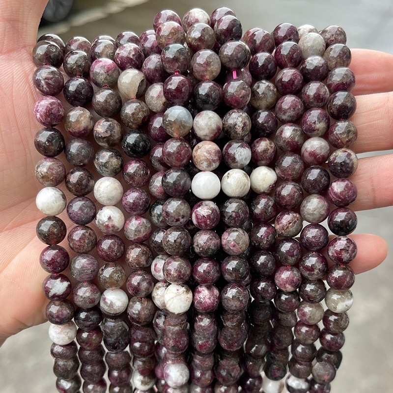 Natural plum blossom tourmaline round beads scattered beads diy jewelry accessories